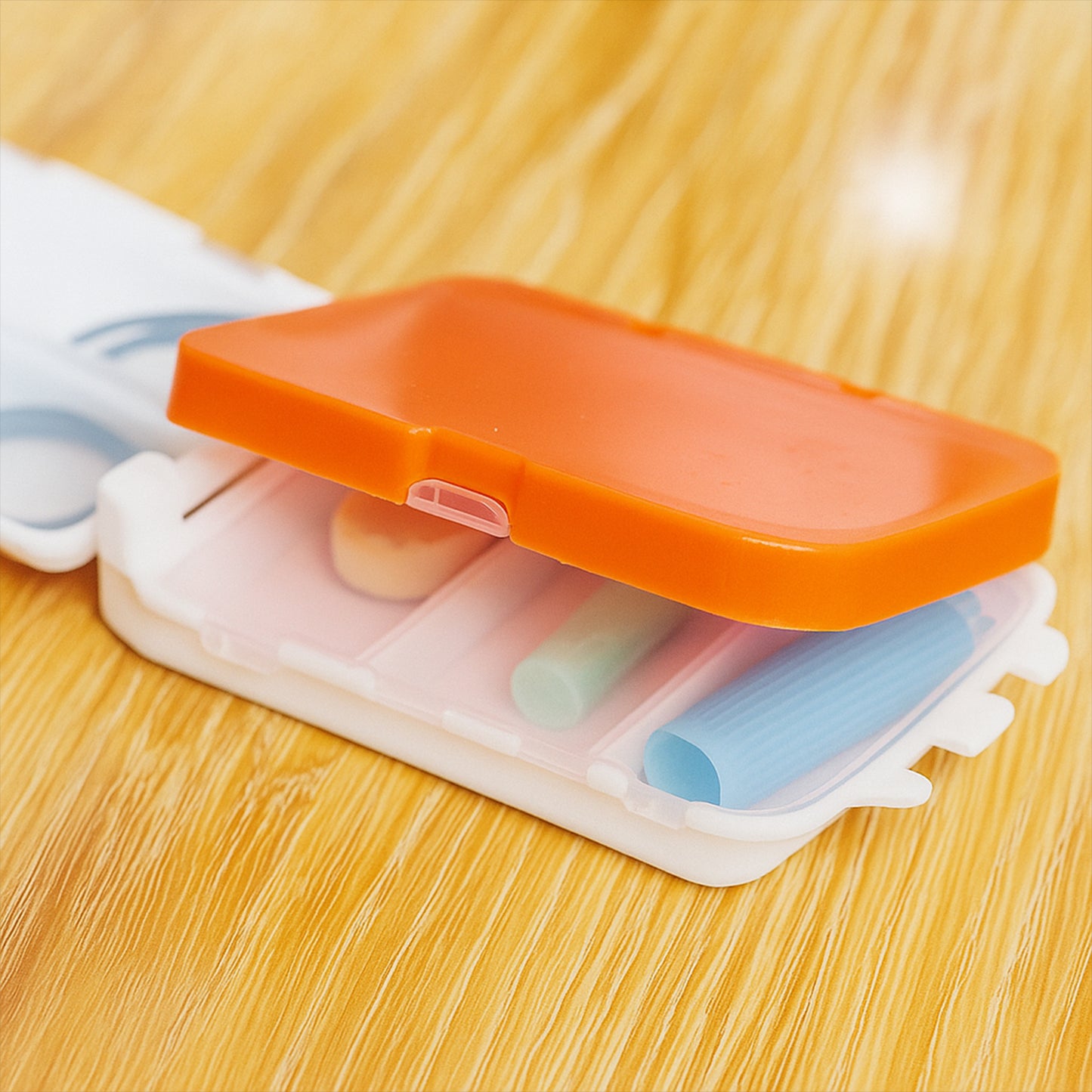 Portable Orange Pill Box Organizer - Dual-Sided 8 Compartment Medicine Case - Happy Price - Image 3