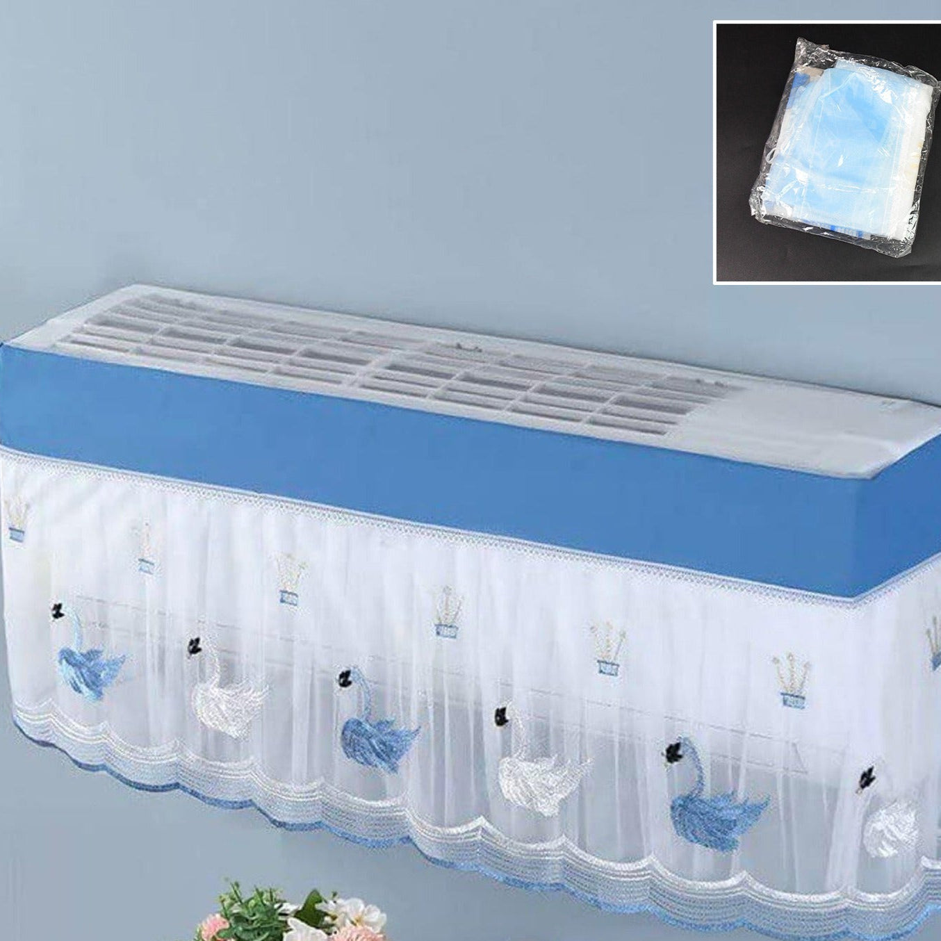 Ac Cover Air Conditioning Dust Cover Folding Designer (Approx 1 Ton  1 Pc  Ac Curtain  Mix Design) - Happy Price - Image 1