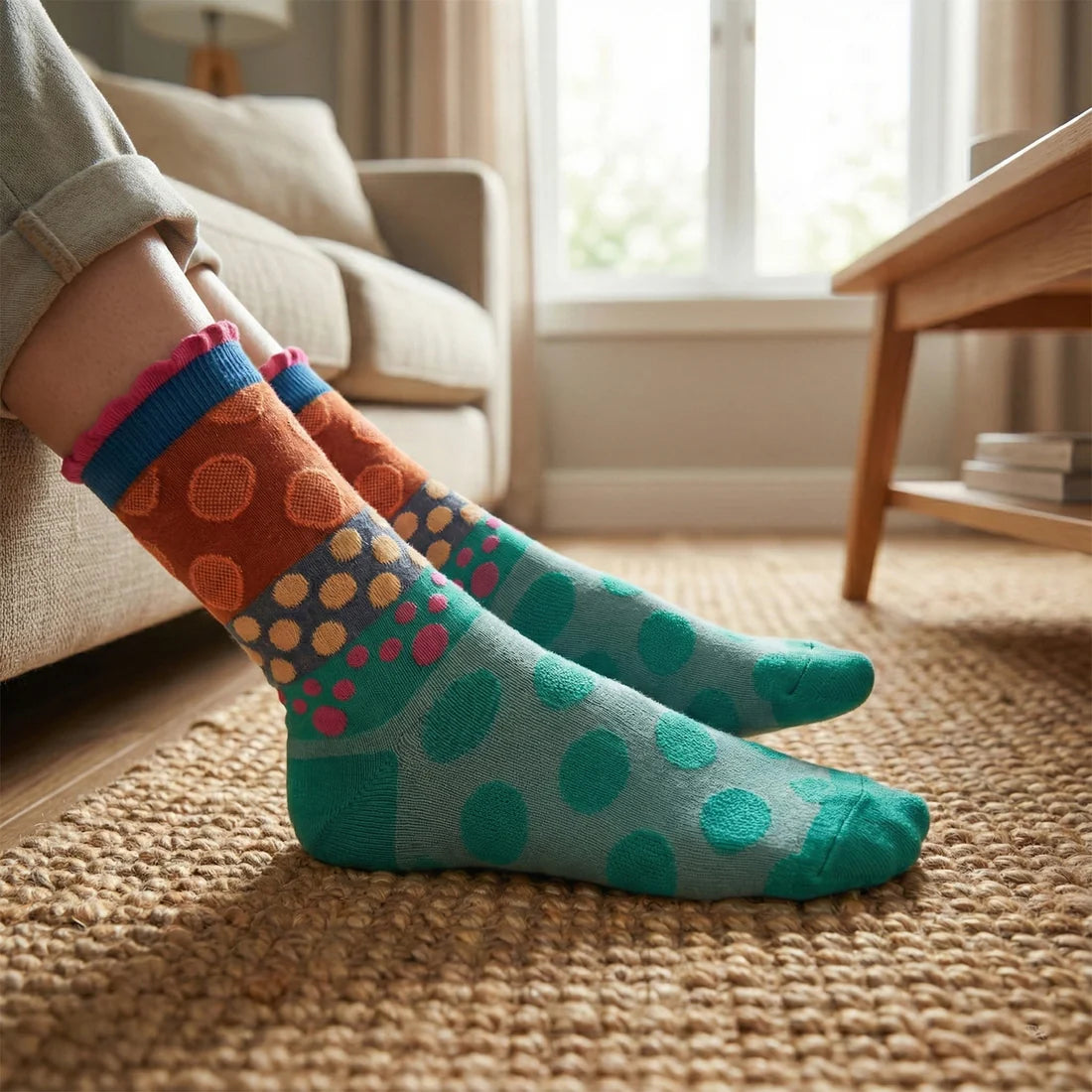 Comfortable Crew Socks (1 Pair, Medium) - Soft Knit for Daily Wear - Happy Price - Image 3