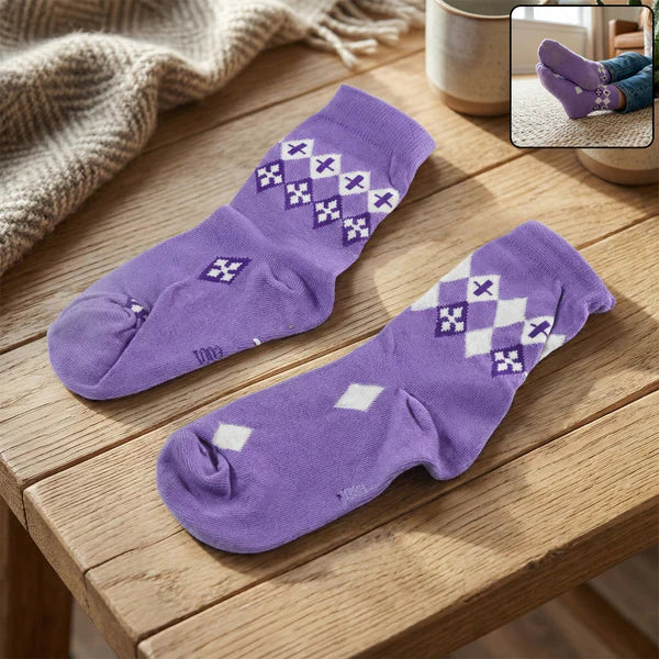 Comfortable Crew Socks - Soft Knit, Multicolor Pattern (1 Pair) - Happy Price - Image 5