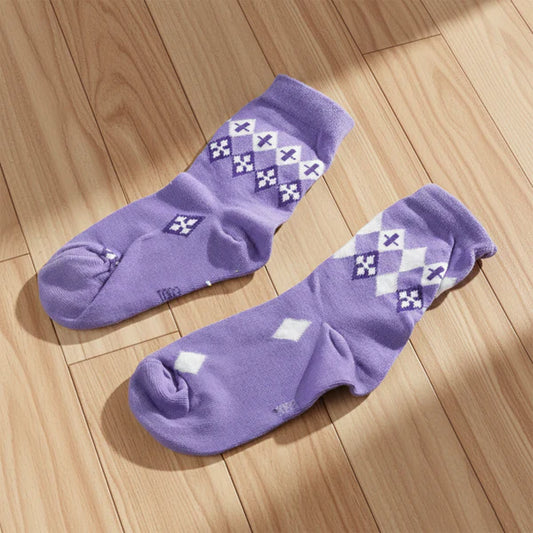 Comfortable Crew Socks - Soft Knit, Multicolor Pattern (1 Pair) - Happy Price - Image 1