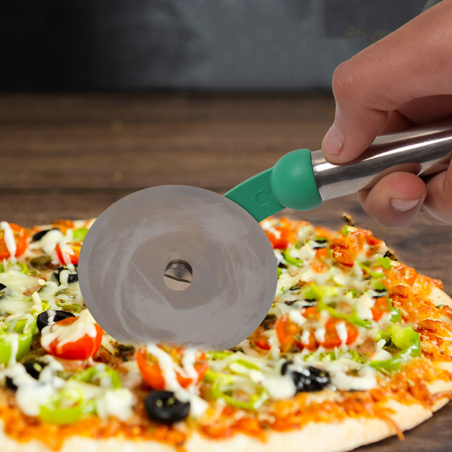 Kitchen Stainless Steel Wheel Pizza Cutter (1 Pc) - Happy Price - Image 4