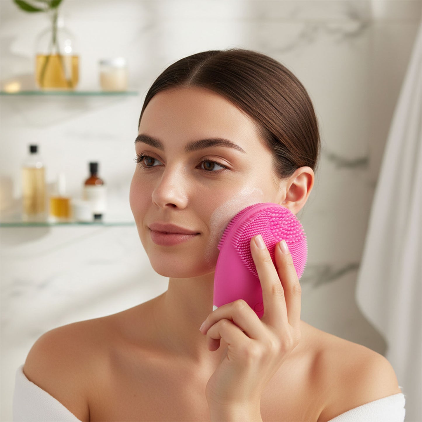 Silicone Electric Facial Cleansing Brush (1 Pc) - Deep Clean & Gentle Exfoliation - Happy Price - Image 3