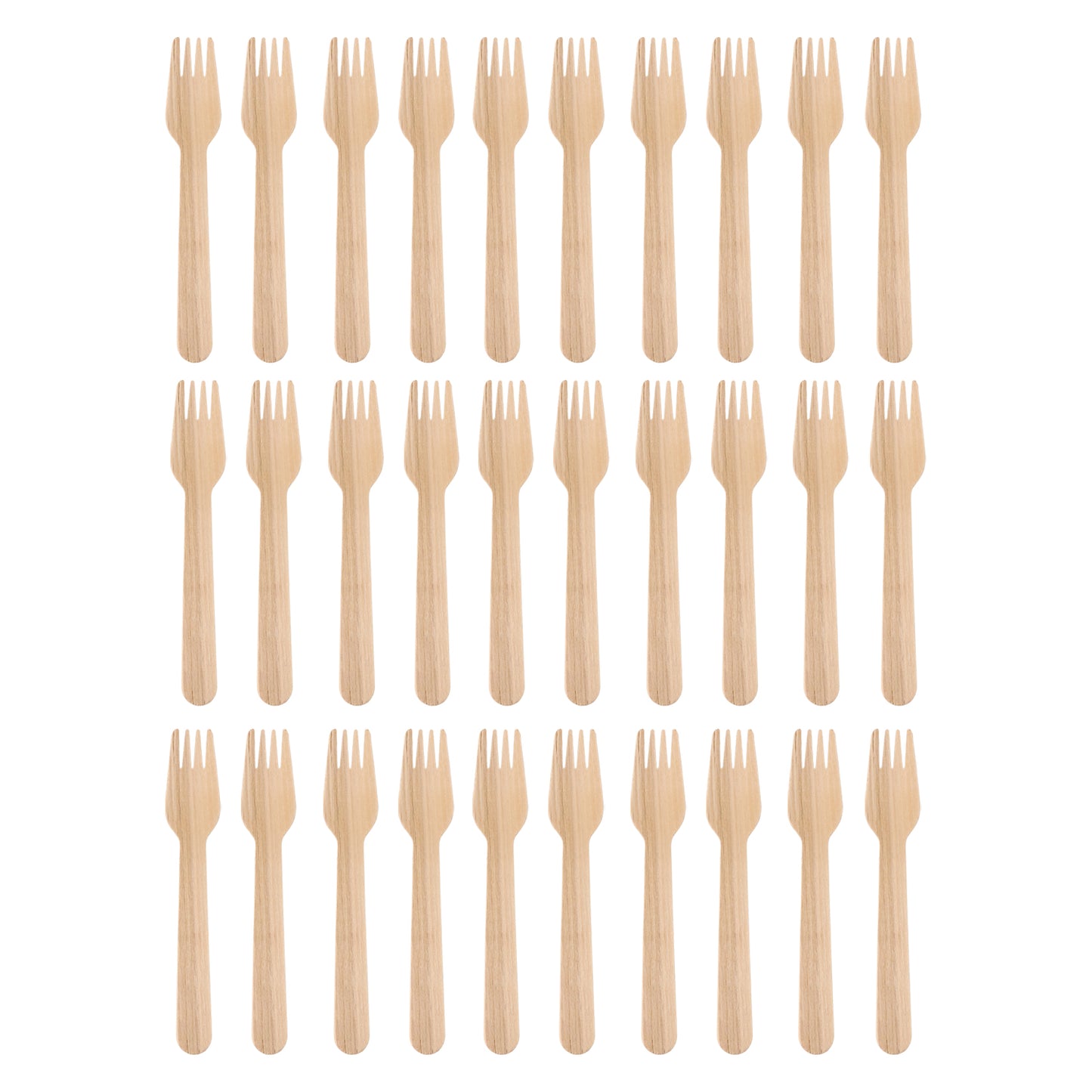 160mm Wooden Forks - 30 Pcs Pack | Smooth Birchwood Disposable Cutlery - Happy Price - Image 5