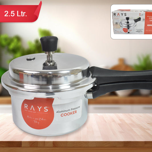 Aluminium Rays Pearl Pressure Cookers With Outer Lid (2.5 Litres) - Happy Price - Image 1