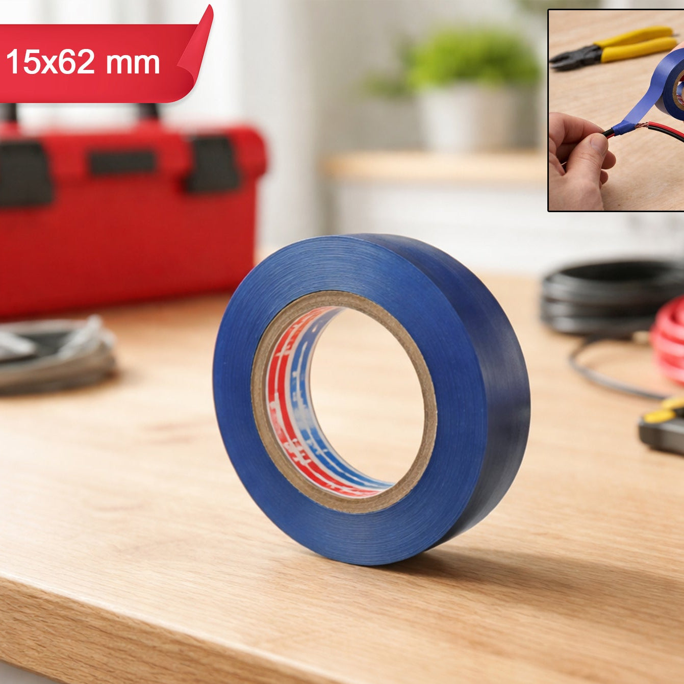 Electrical Insulation Tape Roll for Wire Protection - 15mm x 62mm, 1 Pc - Happy Price - Image 1