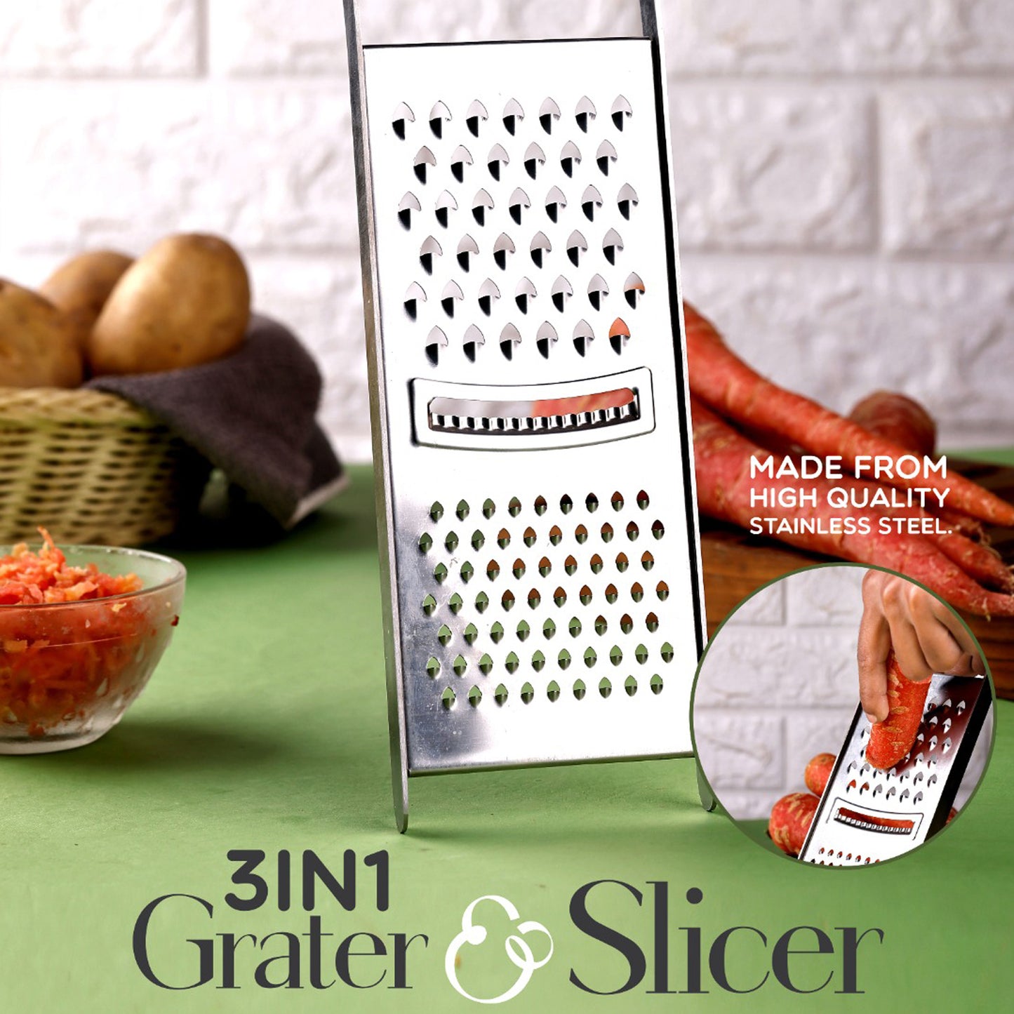 Apex Stainless Steel Grater  Slicer (3 In 1) - Happy Price - Image 7