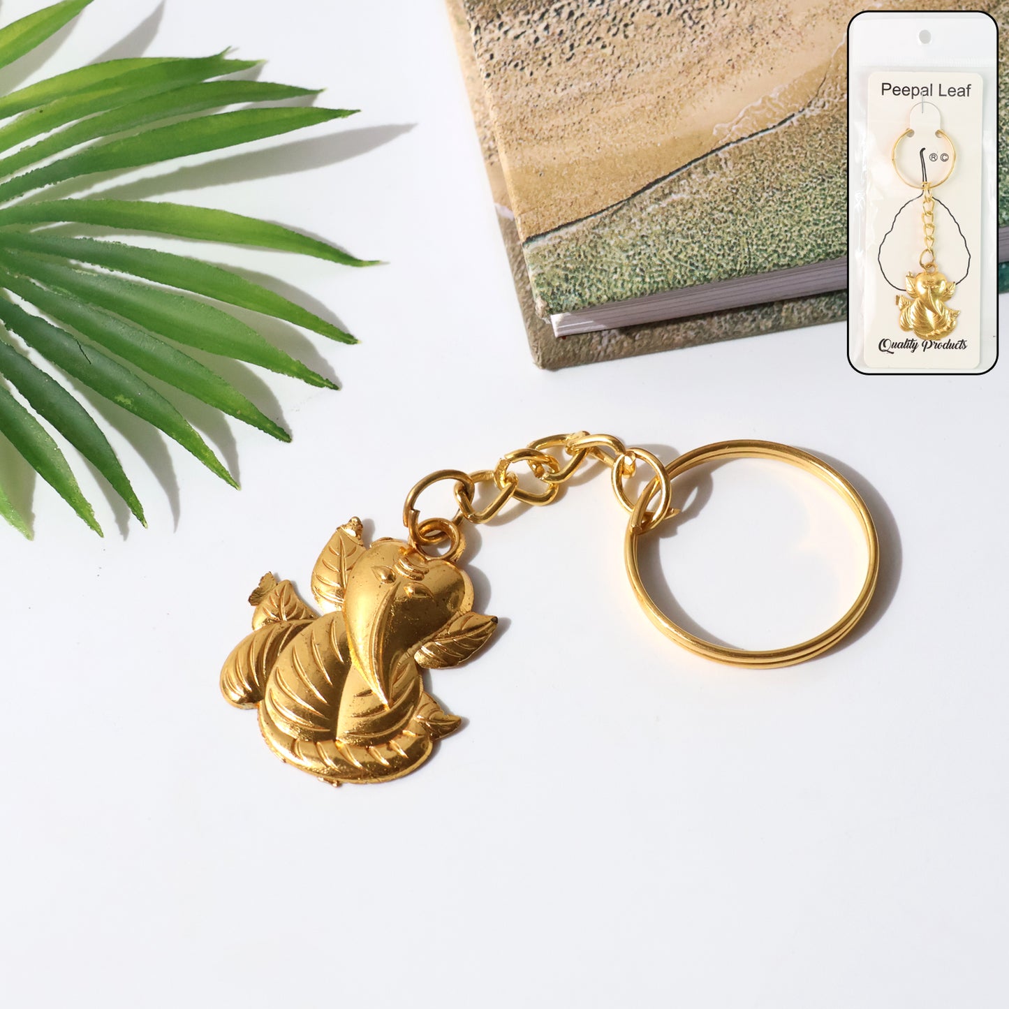 Ganesh Leaf Metal Keychain - 1 Piece - Happy Price - Image 6