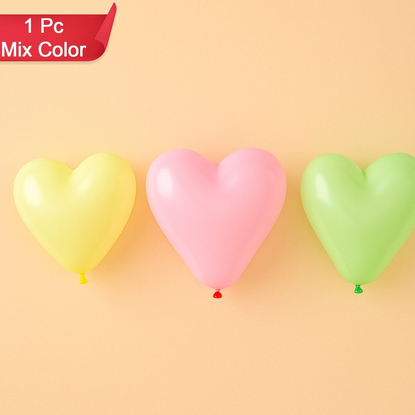 Heart Shaped Latex Balloon (1 Pc) - Assorted Colors for Party Decor - Happy Price - Image 1