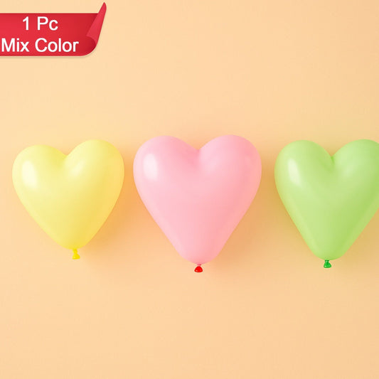 Heart Shaped Latex Balloon (1 Pc) - Assorted Colors for Party Decor - Happy Price - Image 1