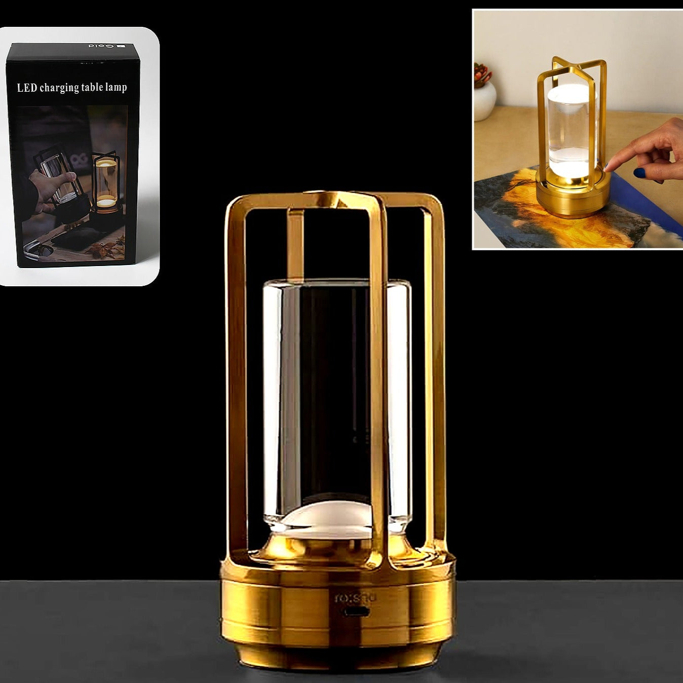 Crystal Lantern Lamp Crystal Lantern Table Lamp 3 Colors Rechargeable Cordless Led Lights For Restaurant  Bedroom Lights (1 Pc) - Happy Price - Image 1