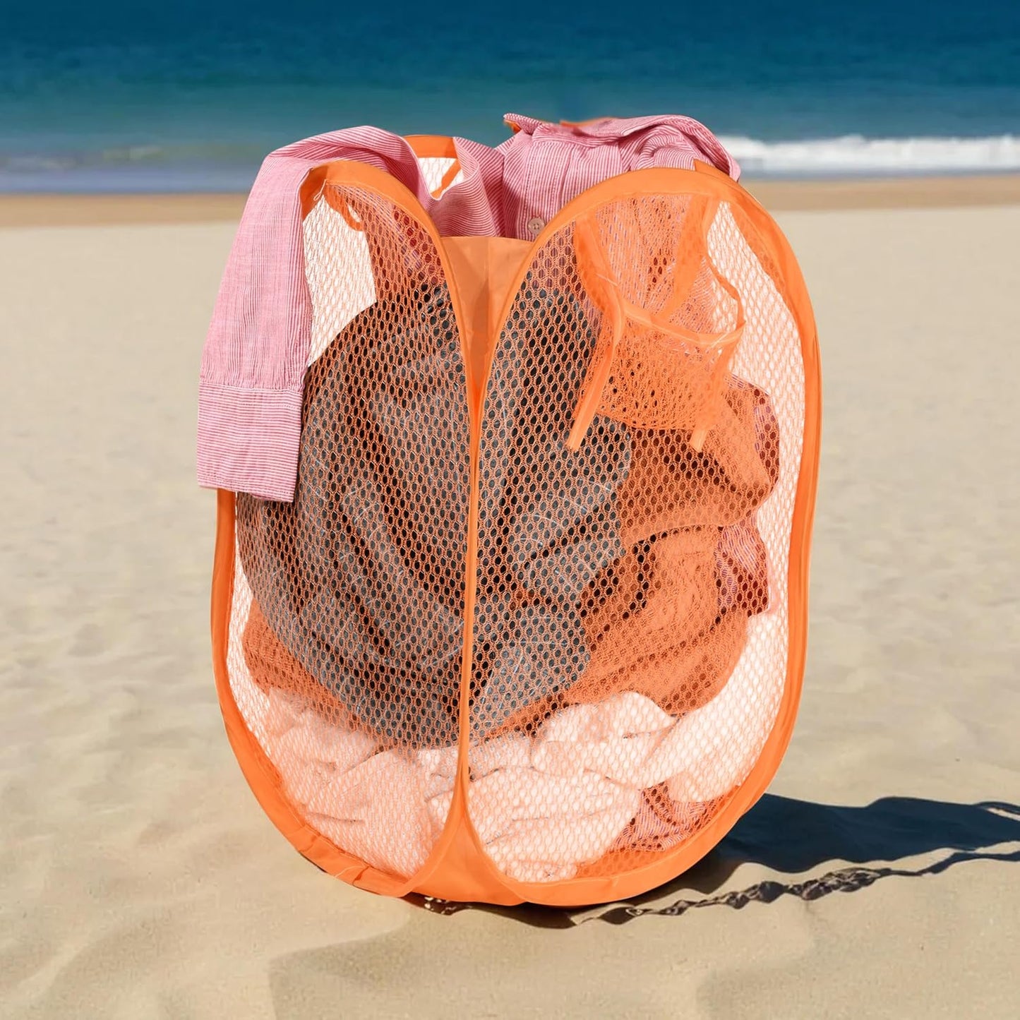 Foldable Mesh Laundry Basket - Pop-Up Clothes Hamper with Handles (1 Pc) - Happy Price - Image 3