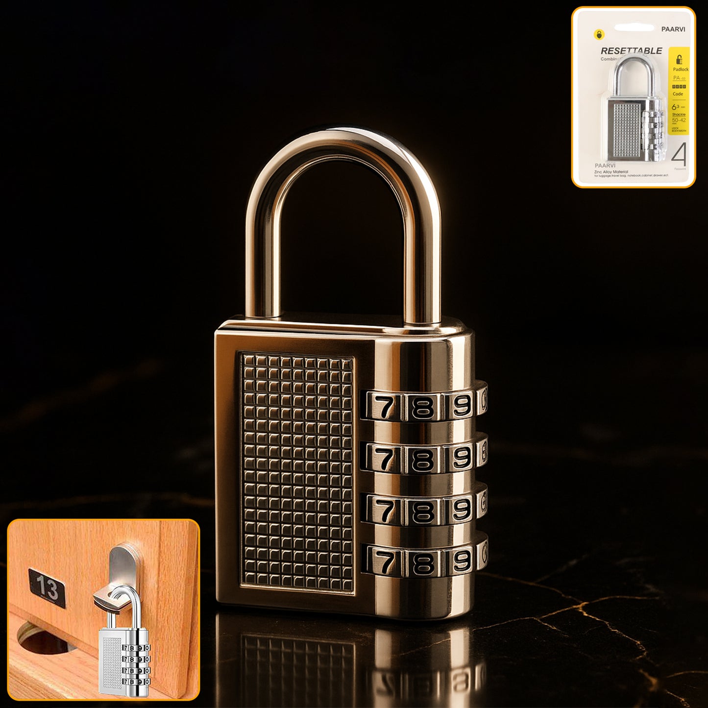 Durable 4-Digit Resettable Combination Lock (1 Pc) for Secure Storage - Happy Price - Image 1