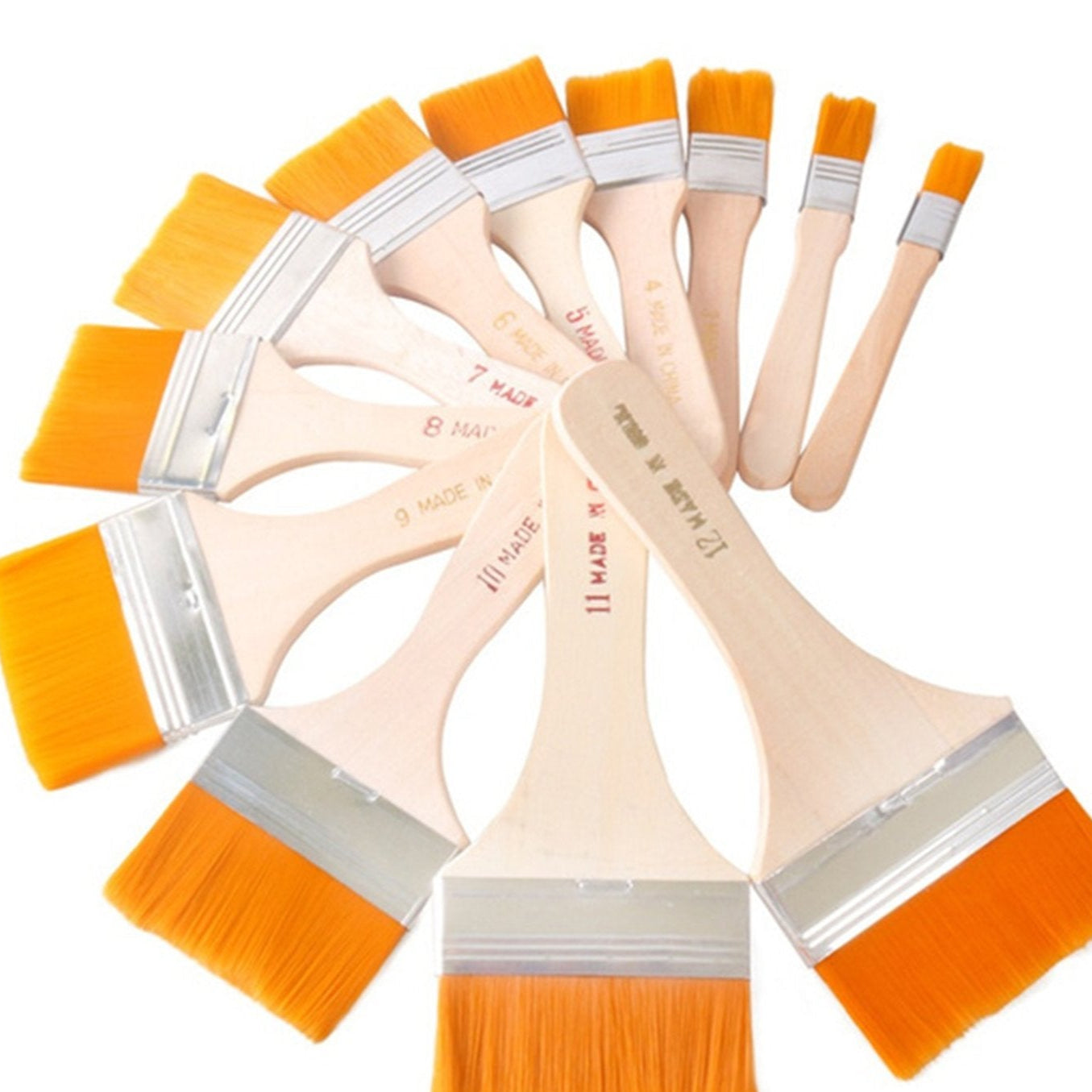Artistic Flat Painting Brush - Set Of 12 - Happy Price - Image 1