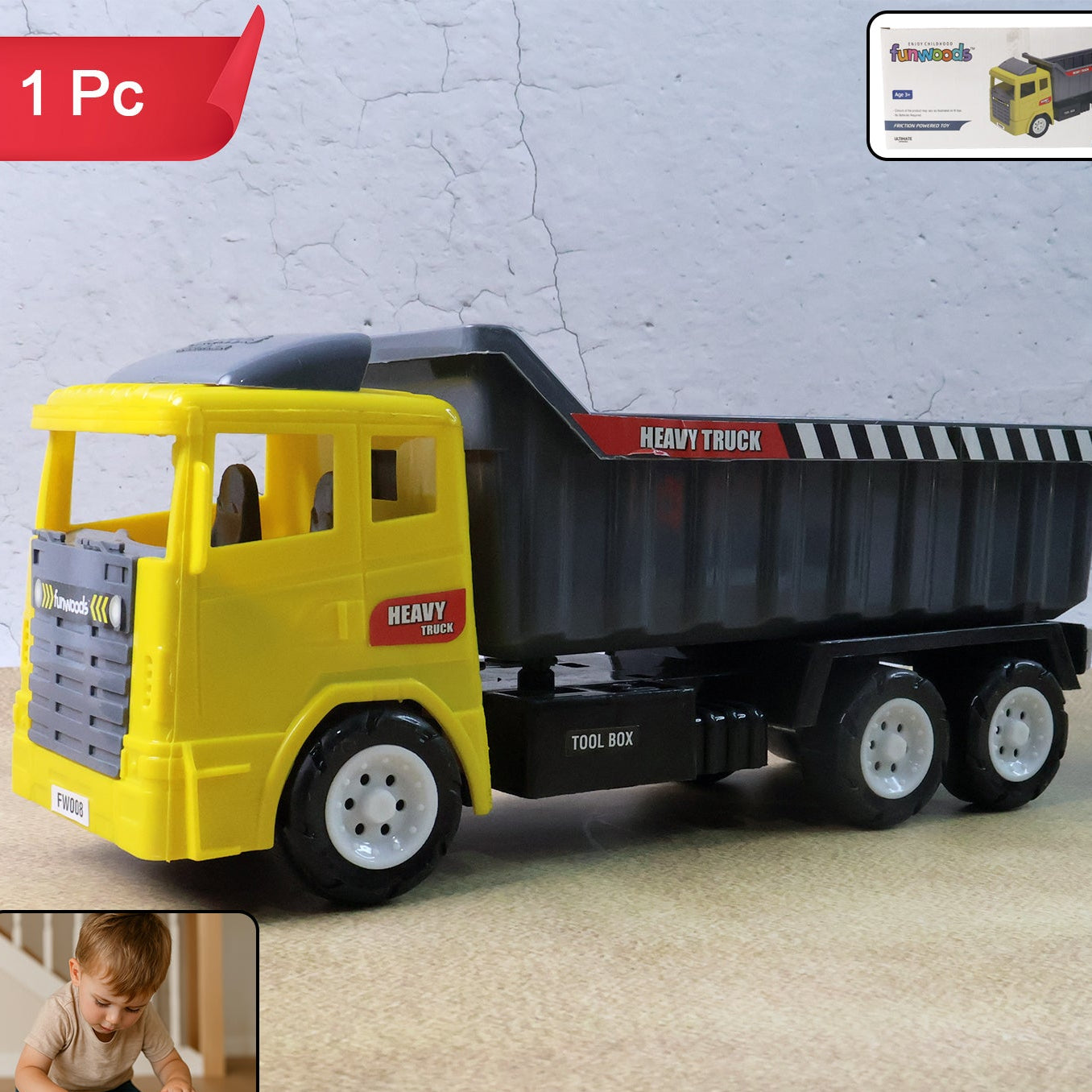 Heavy Duty Friction Dump Truck Toy for Kids (1 Pc) - Happy Price - Image 1
