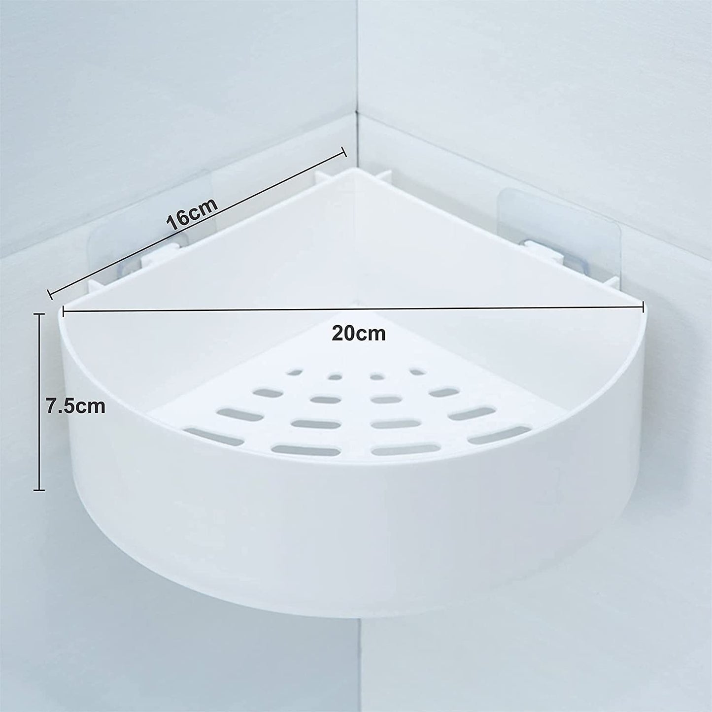 Corner Shelf Bathroom Kitchen Rack Self Adhesive Shower Caddy Plastic Triangle Wall Mount Storage Basket - Happy Price - Image 5