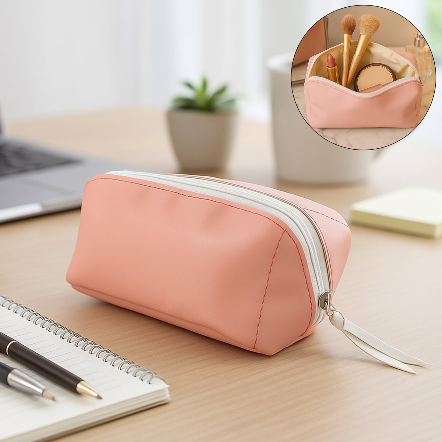 PU Leather Cosmetic & Pencil Pouch - 1 Pc - Happy Price - Image 6