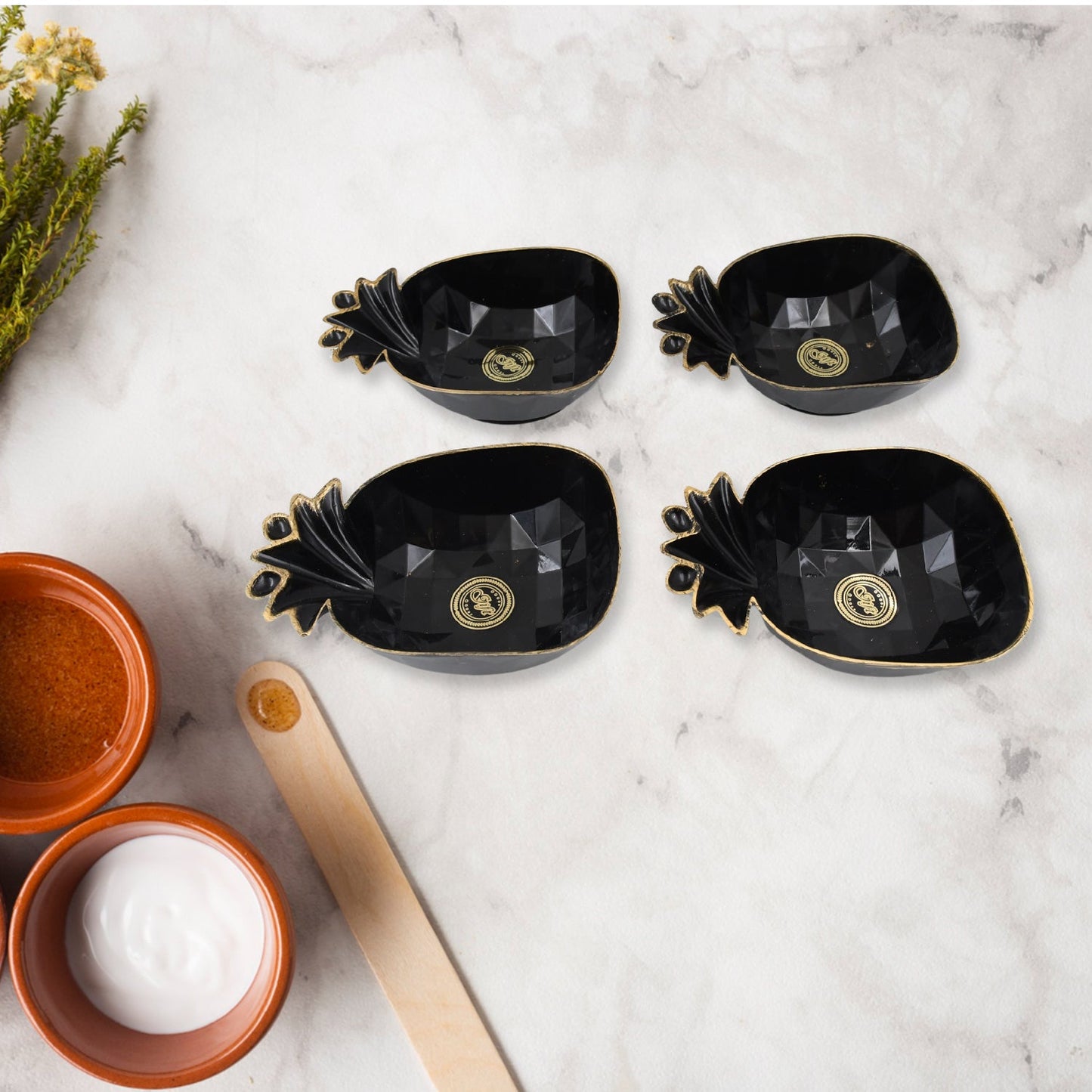 Pine Junction Ceramic Tea  Cups  Mug Set With Pineapple Shape Serving Bowl  (12 Pcs Set) - Happy Price - Image 2
