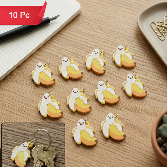 Cute Cartoon Banana Bag Charm Keychain Set (10 Pc)