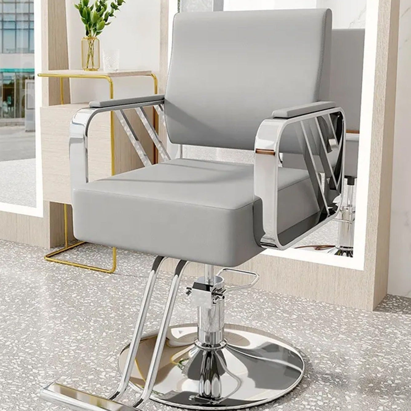 Salon Chair Hydraulic Chair For Business Or Home Simplicity Barber Chair Salon Beauty Spa Shampoo Hair Professional Hydraulic Styling Chair (Silver 1 Unit ) - Happy Price - Image 1