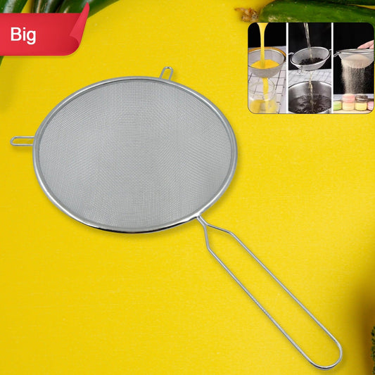Big Mesh Strainer With Handle Stainless Steel Oil Straine Mesh Sieve Strainer(1 Pc) - Happy Price - Image 1