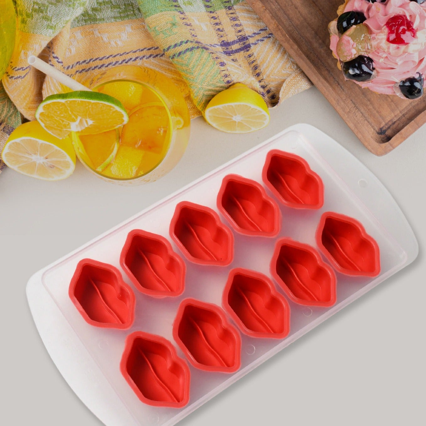 Silicone Mold Ice Cube Tray Creative Sweet Multi Type Ice Tray Buckets Ice Cube Trays Multi Fruit Shape Ice Tray (1 Pc)