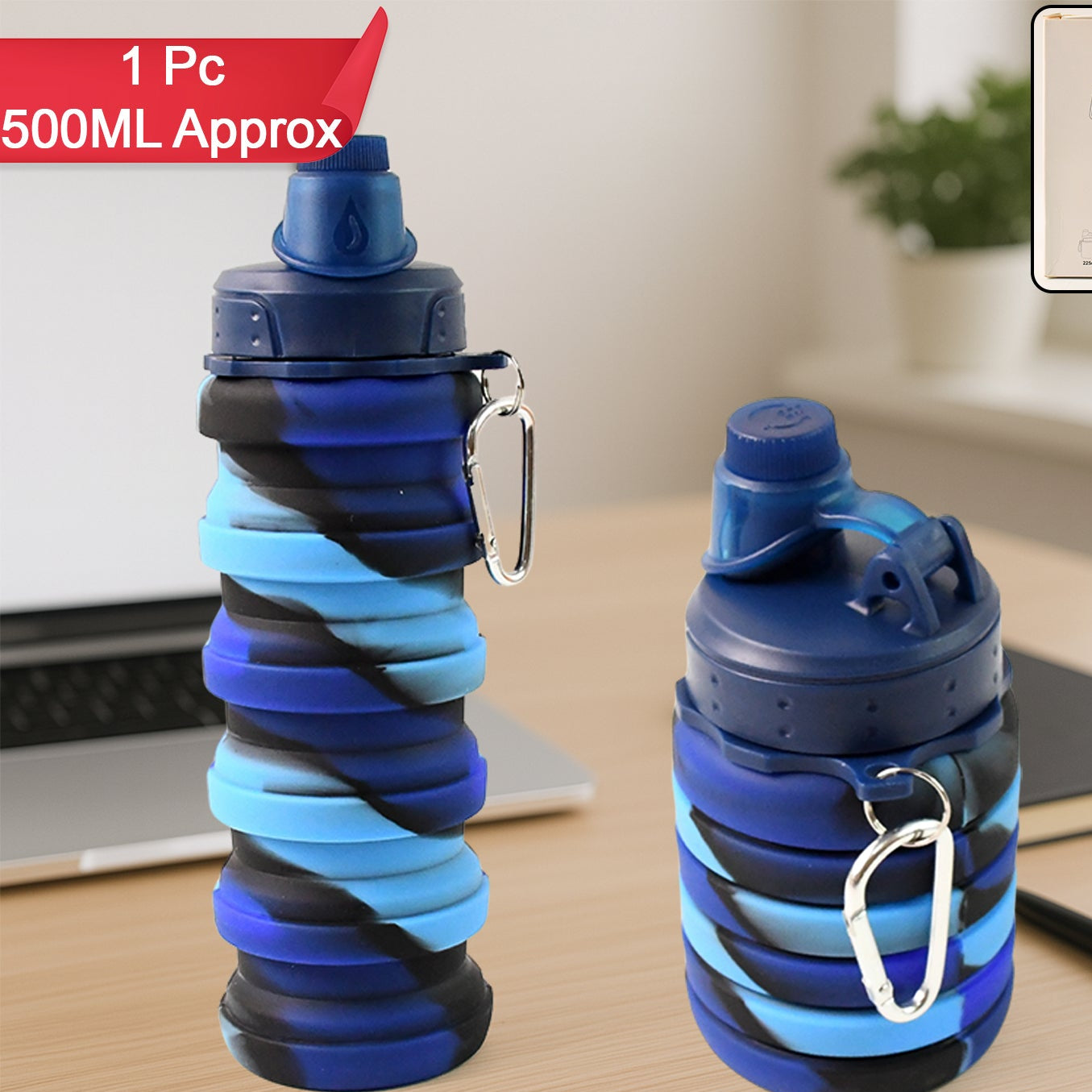 Silicone Foldable Water Bottle - 500 ML Capacity, Portable & Leak-Proof - Happy Price - Image 1