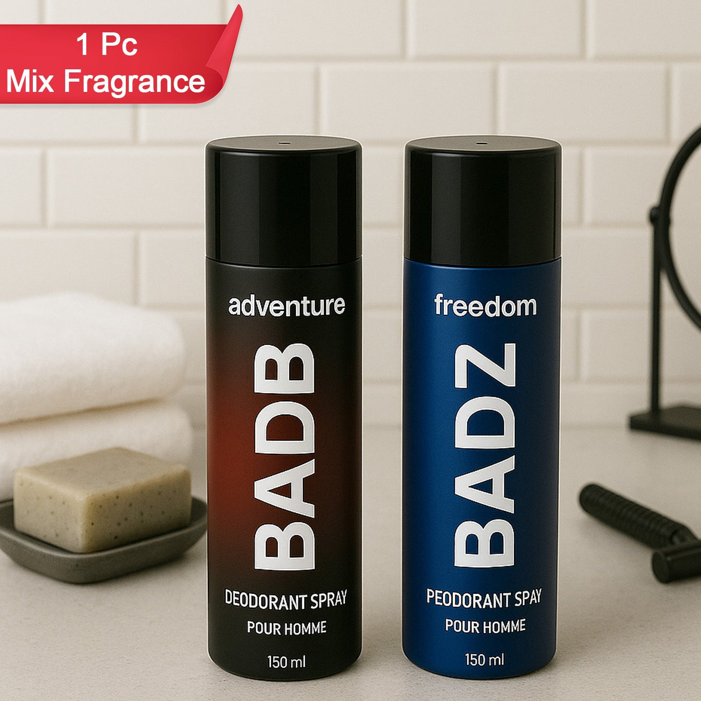 Mens Deodorant Body Spray 150ml (Adventure  Freedom Variant  1 Pc Random Mix) - Happy Price - Image 1