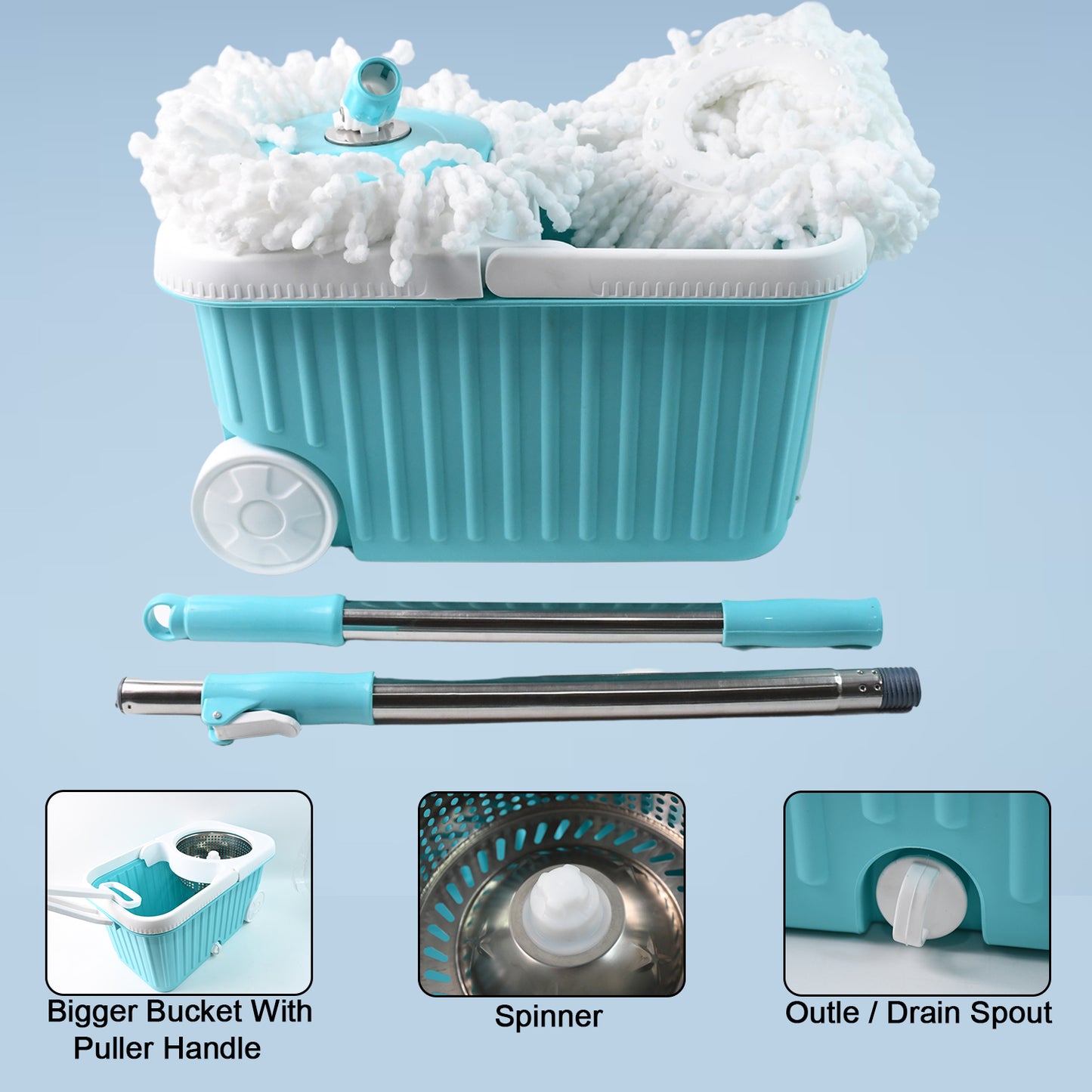 Apex Magic 360 Spin Mop Cleaning System With Stainless Steel Spinner - Happy Price - Image 4