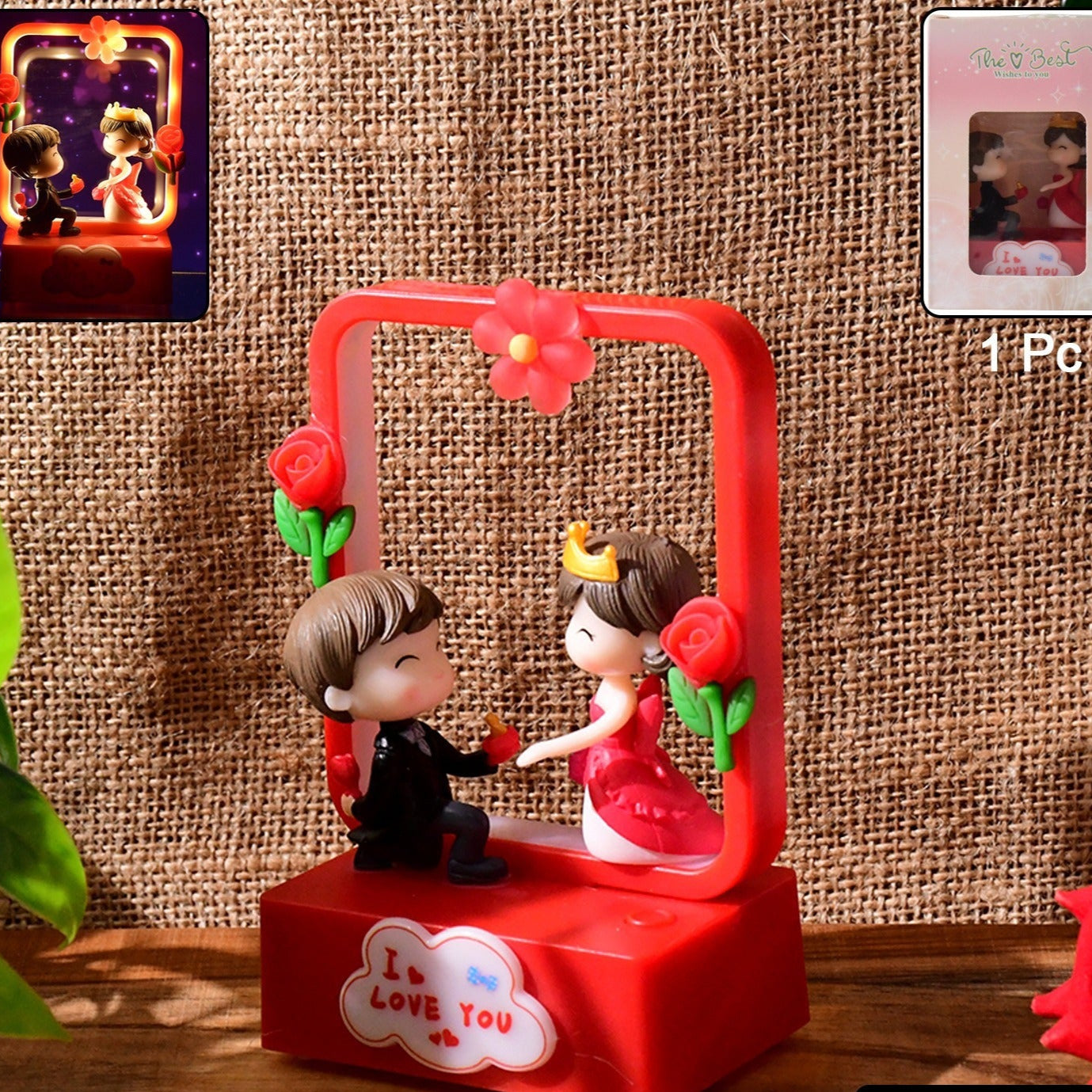 Romantic Couple Figurine with LED Light Showpiece (1 Pc) - Happy Price - Image 1