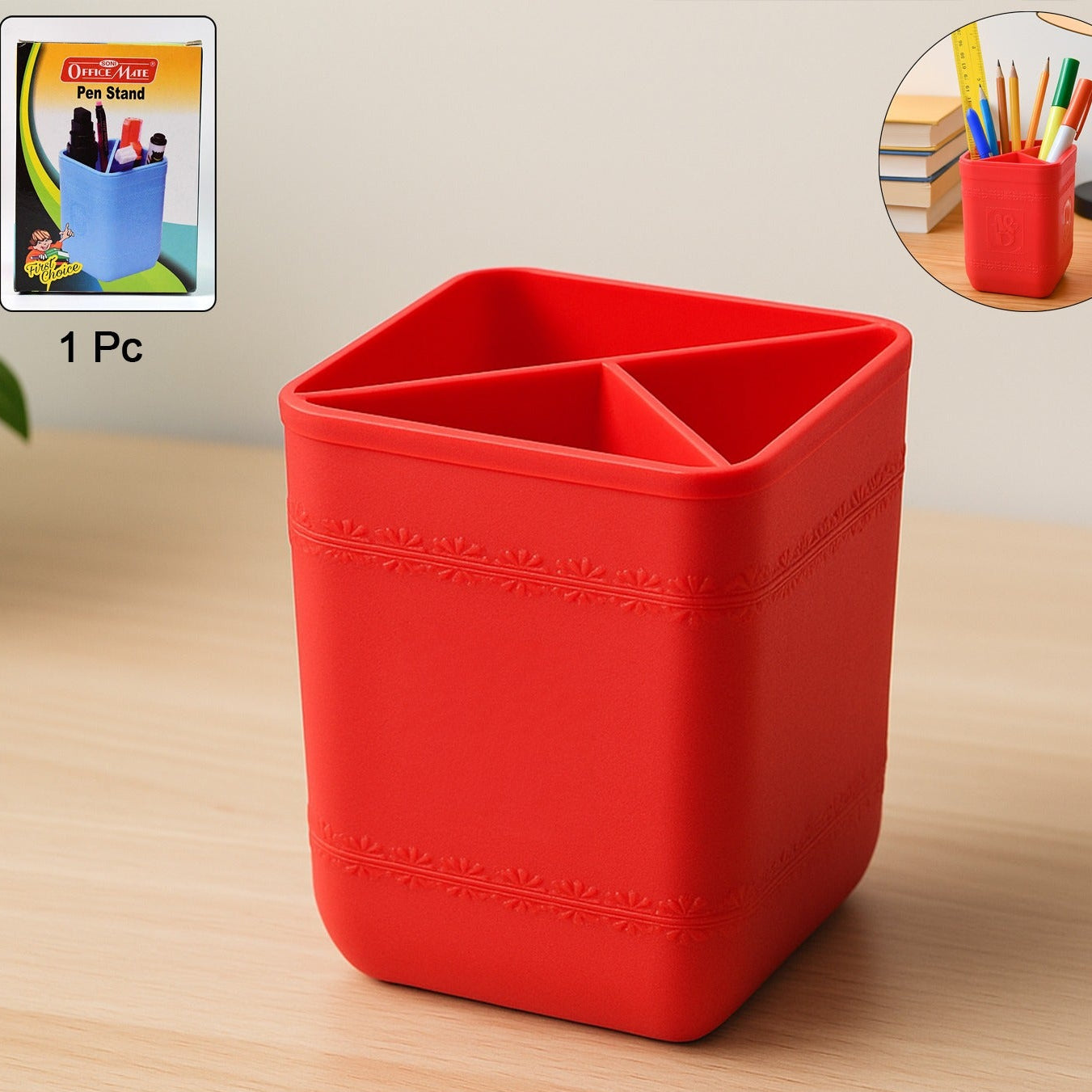 Officemate Tri-Section Desk Organizer for Pens & Stationery - 1 Pc - Happy Price - Image 1