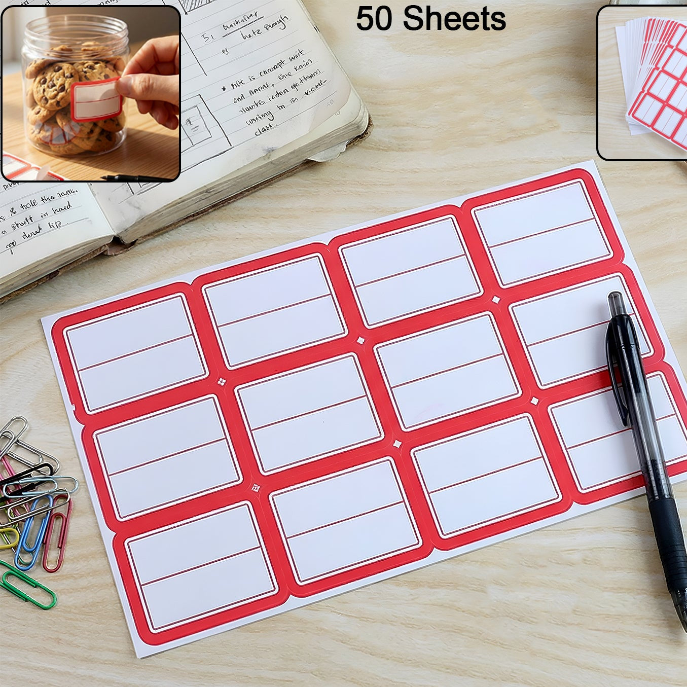 Writable Label Stickers - 50 Sheets for Easy Organization - Happy Price - Image 1