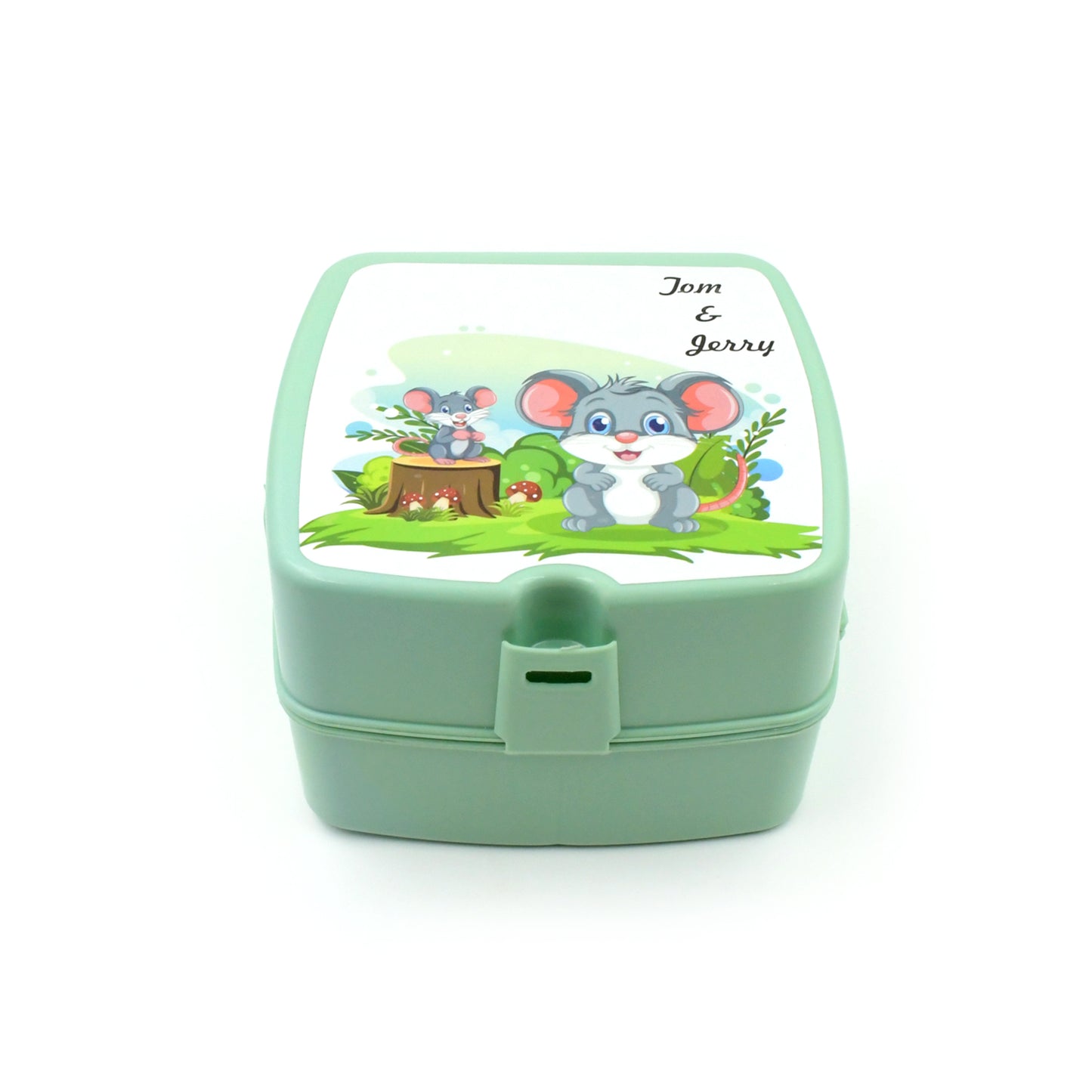 Double-layer Square Lunch Box With  Spoon  4 Compartment Tiffin  Push Lock  Plastic Tiffin Box For Travelling School Kids  Office Exclusive Home - Happy Price - Image 4
