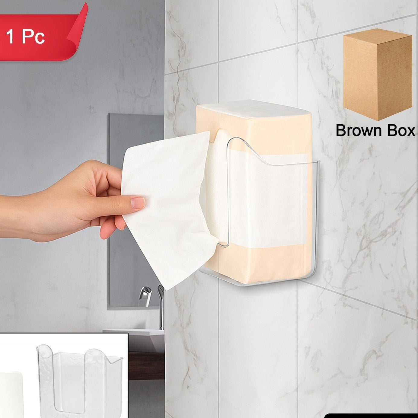 Wall Mount Tissue Holder with Self-Adhesive - 1 Pc - Happy Price - Image 1