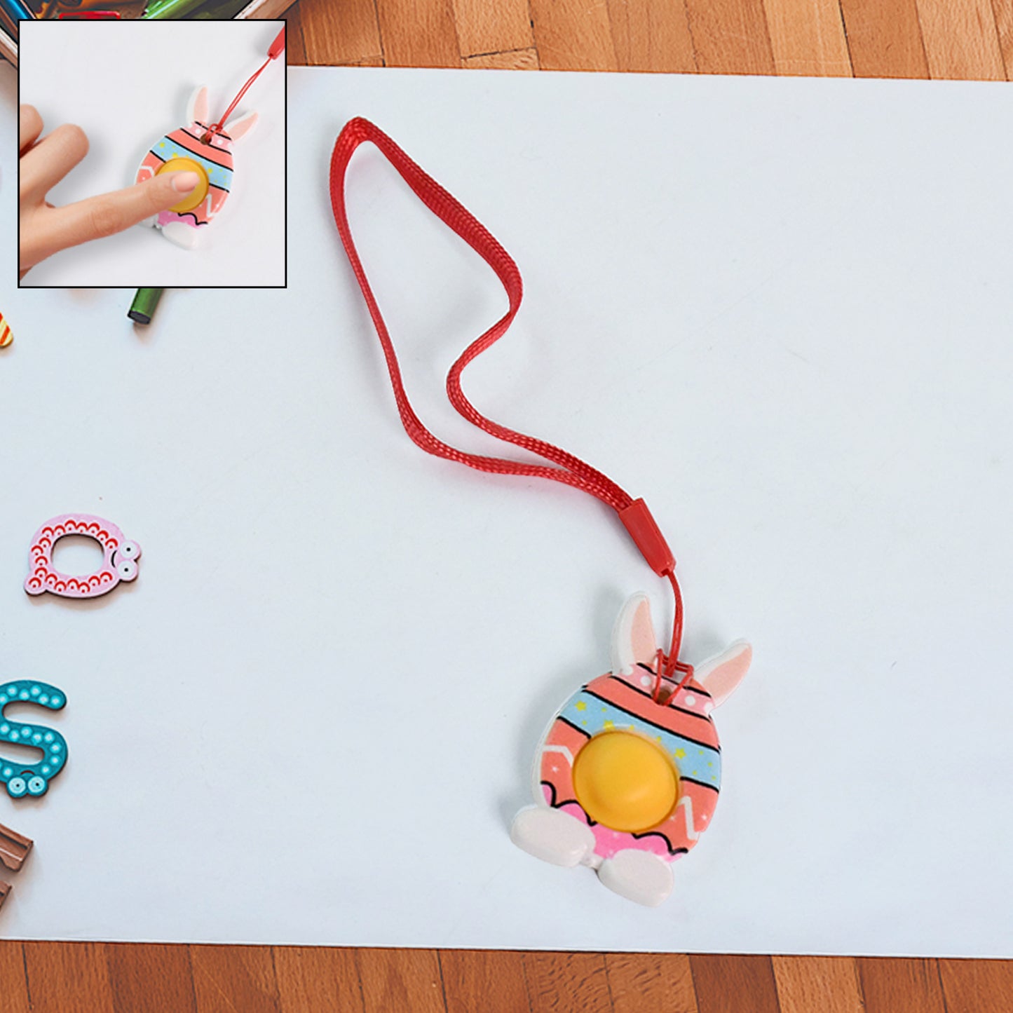 Cute Bunny-shaped Pop It Fidget Toy Keychain (1 Pc) - Happy Price - Image 2