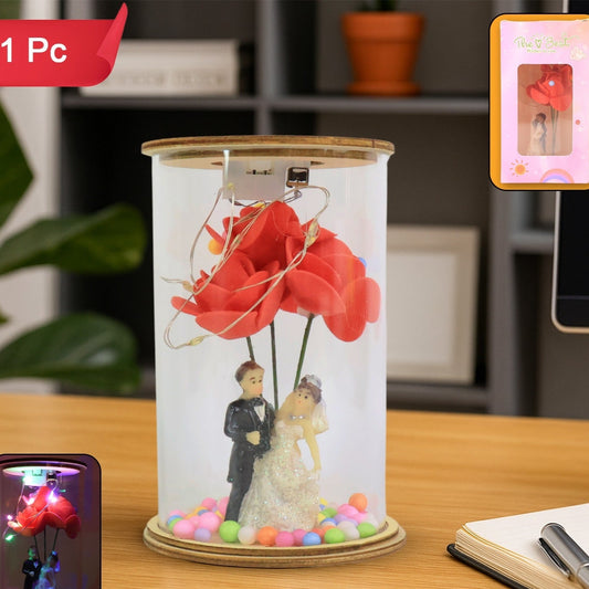 Wedding Couple With Led Rose Lamp (1 Pc)