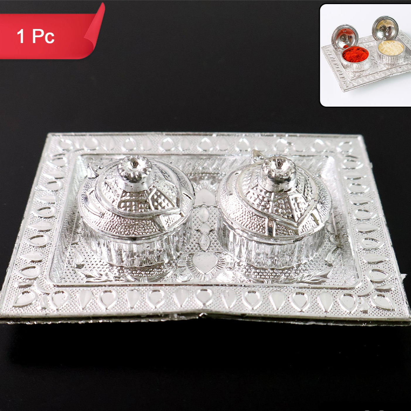 Tray Shape Special Puja Thali (1 Pc  Mix Design) - Happy Price - Image 1