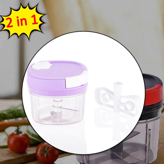 2in1 Handy Chopper And Slicer For Home  Kitchen (600ml Capacity) - Happy Price - Image 1