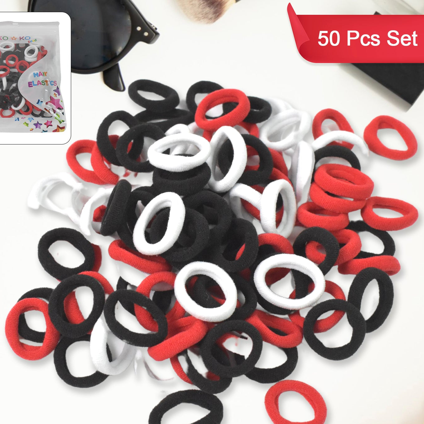 Small Hairbands Bands For Hair Rubber Bands (Pack Of 50  Multicolour) - Happy Price - Image 1
