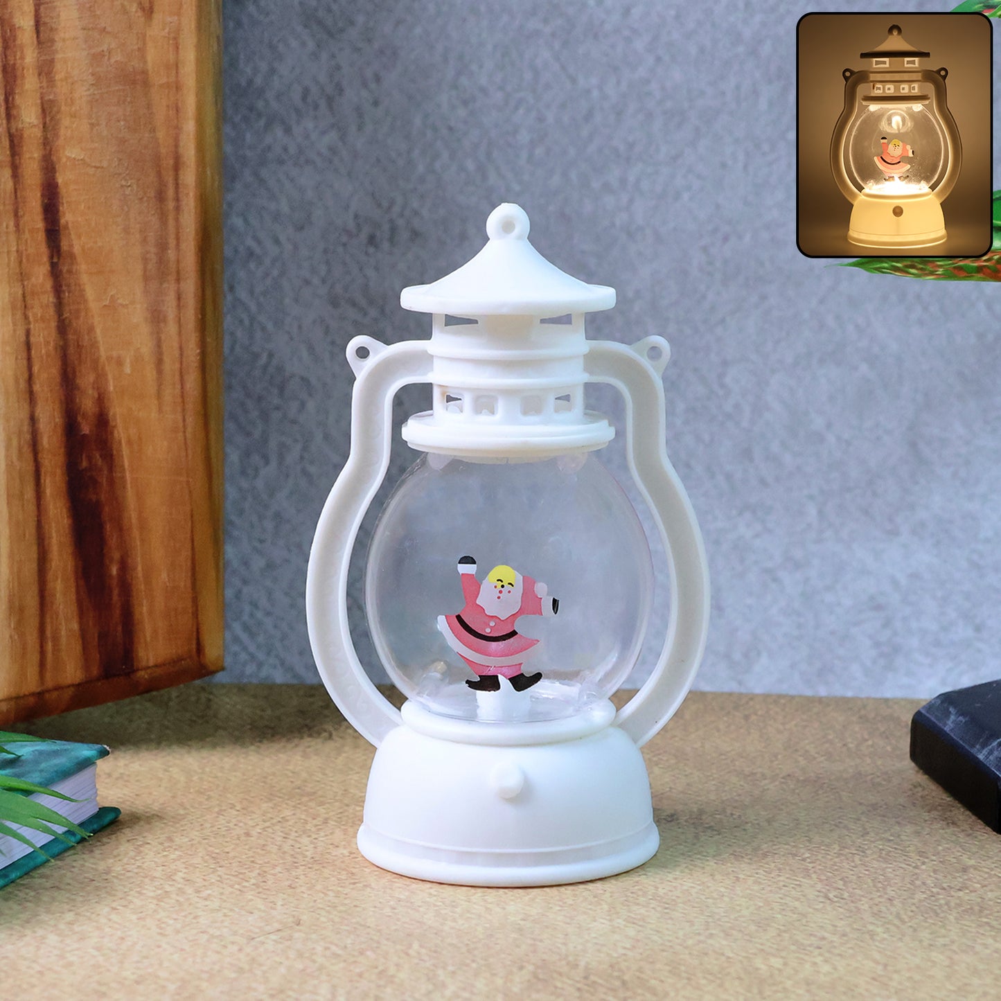 Mini LED Lantern with Santa Figurine - Festive Tabletop Light (1 Pc) - Happy Price - Image 2