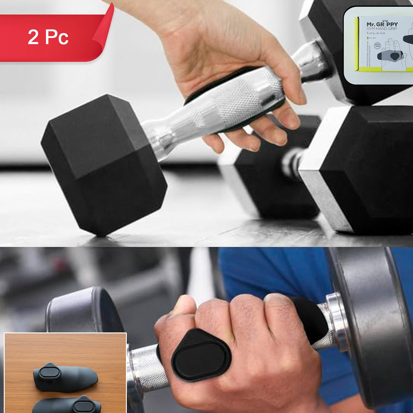 Gym Hand Grip Support Pads (2 Pc Set)