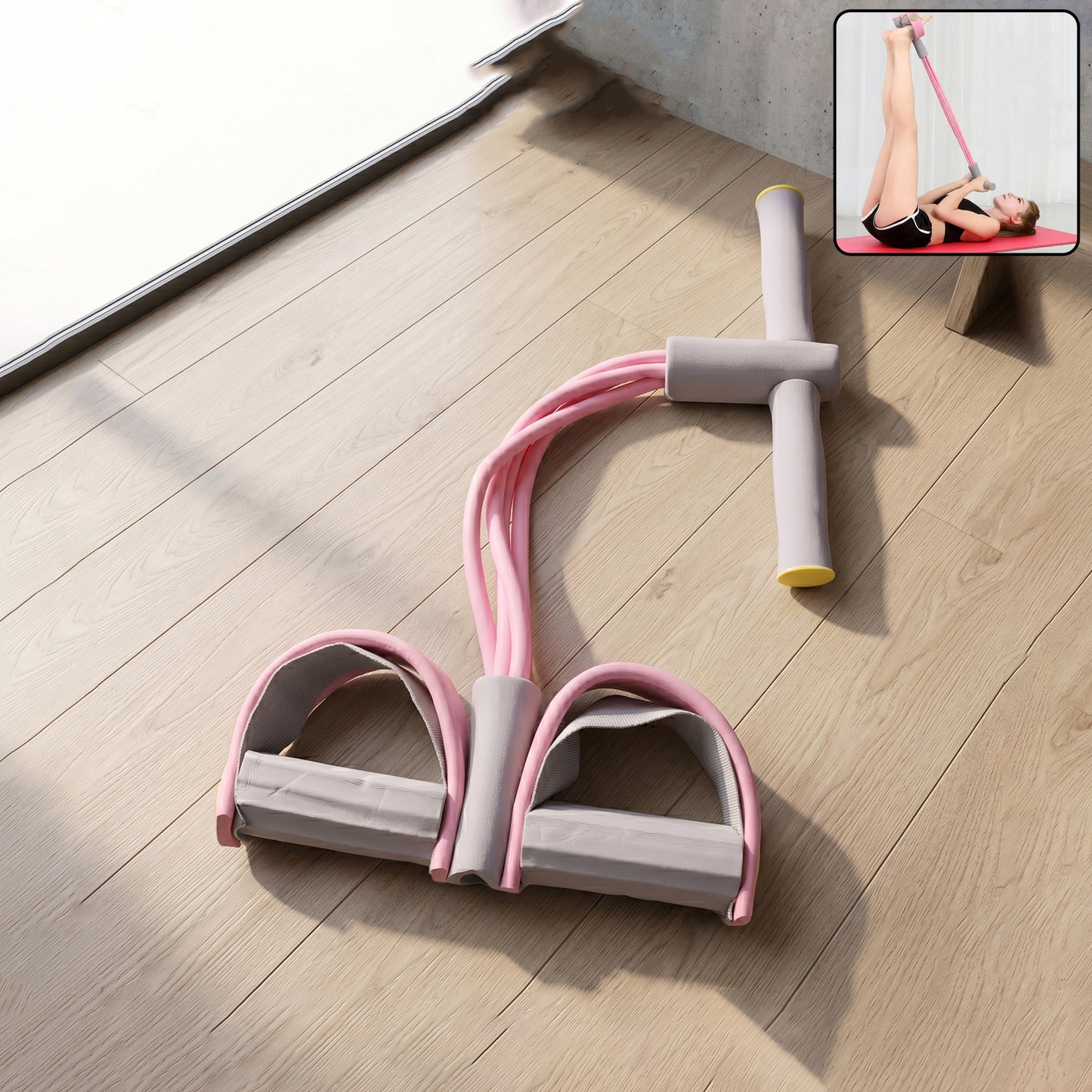 Portable Pull Rope Exerciser with Foot Pedals - Full Body Workout (1 Pc) - Happy Price - Image 2