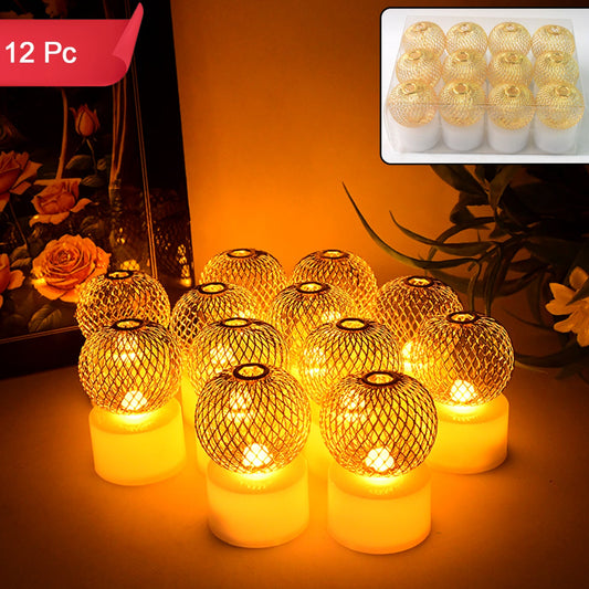 Set of 12 Mesh Ball LED Decorative Lights - Warm White - Happy Price - Image 1