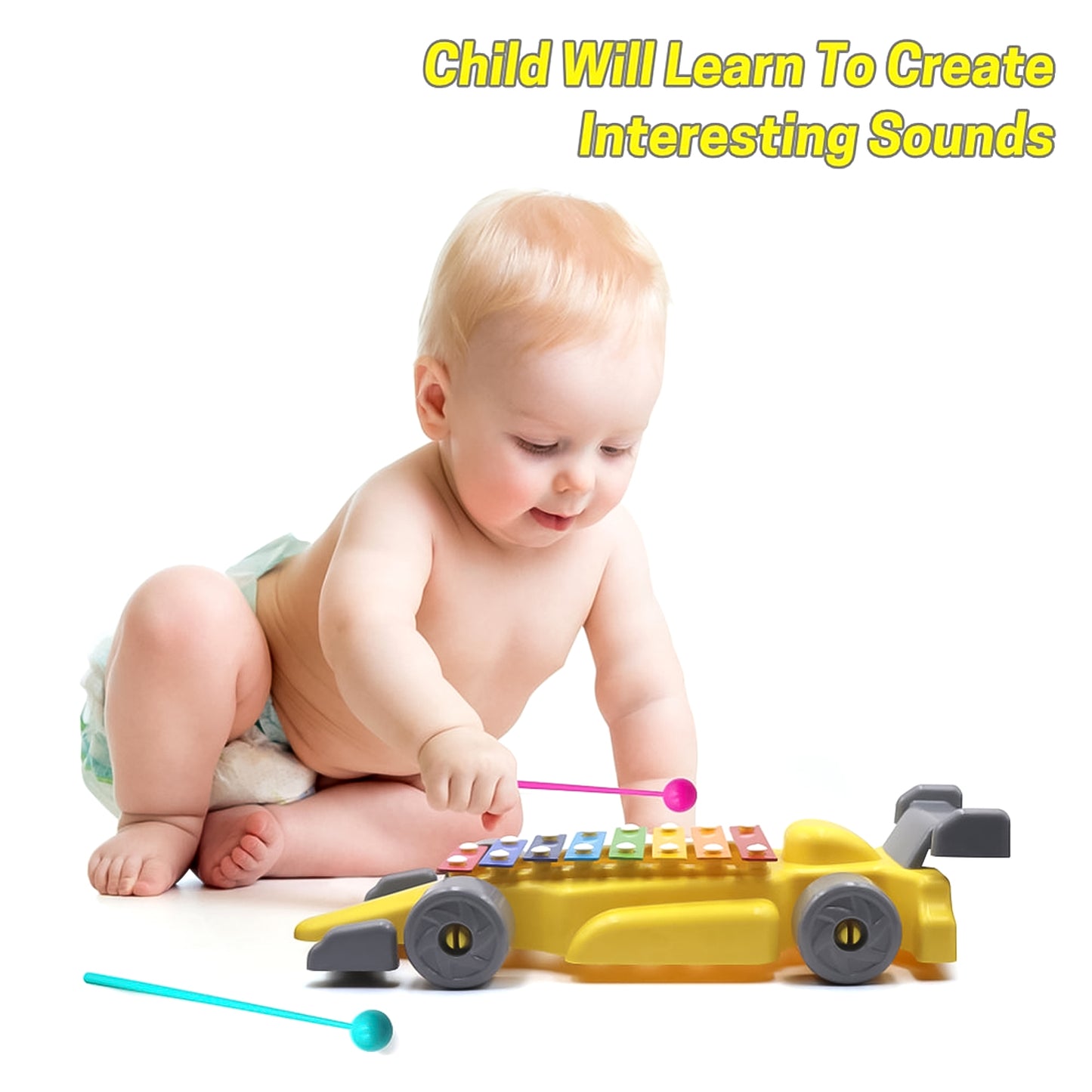 Musical Car Piano Xylophone Toy Plastic Car Xylophone (1 Set) - Happy Price - Image 5