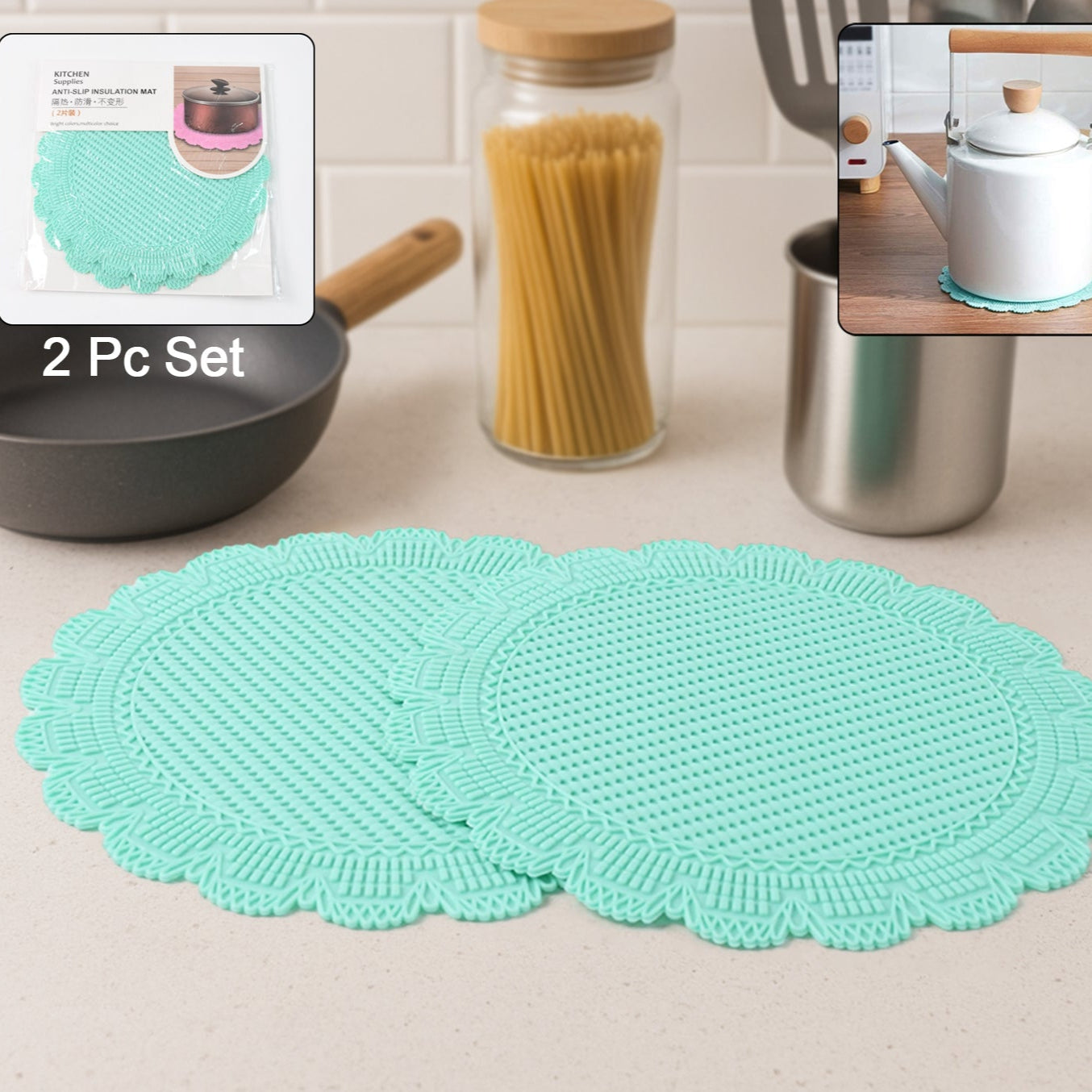 Silicone Round Heat Resistant Mat (2 Pc Set) - Happy Price - Image 1