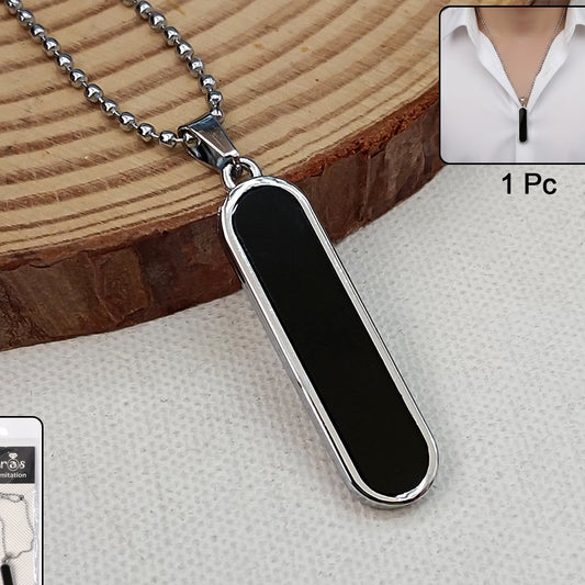 Minimalist Bar Pendant Necklace with Chain (1 Pc) - Sleek Rectangular Design - Happy Price - Image 1