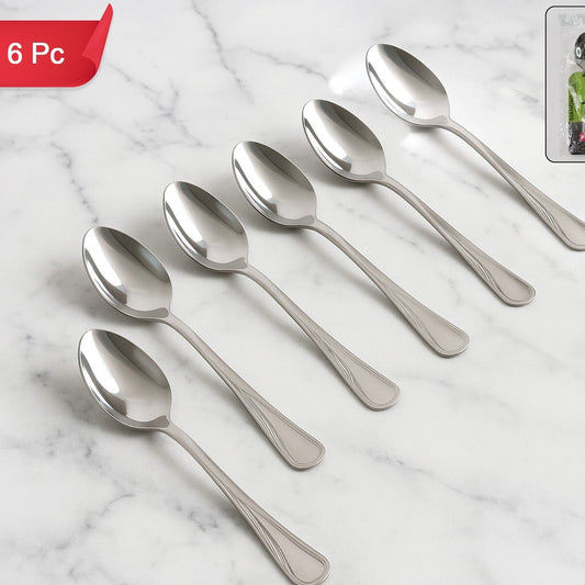 Stainless Steel Dining Spoons Set - 6 Pcs, Polished Finish - Happy Price - Image 1