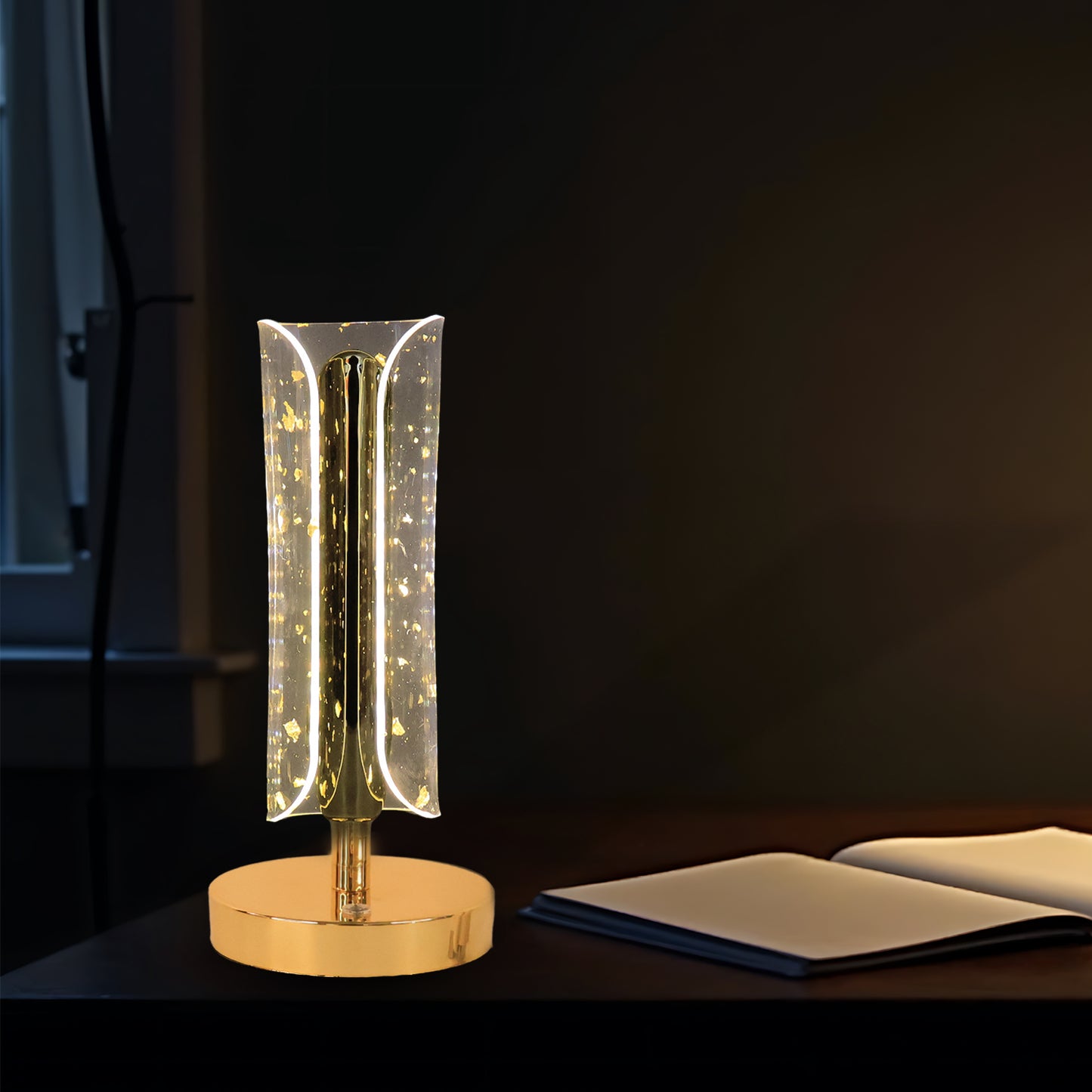 Crystal Effect Table Lamp with Golden Base - USB Powered Warm LED Light (1 Pc) - Happy Price - Image 3