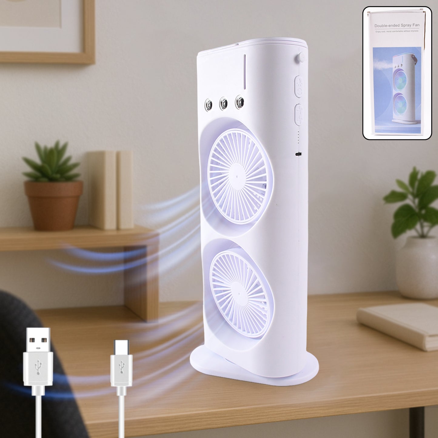 Portable Tower Mist Spray Cooling Fan Air Cooling Fan (1 Pc) - Happy Price - Image 2