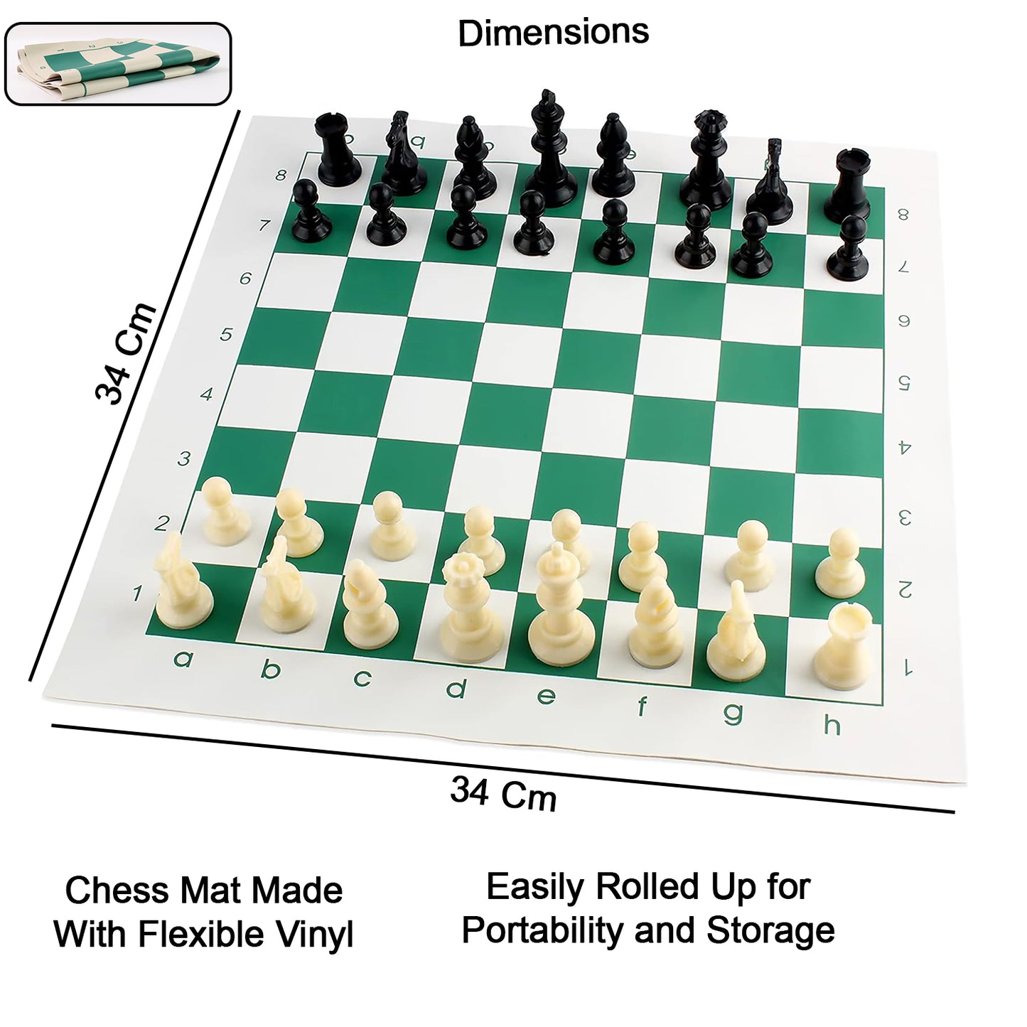 Portable Plastic Chess Set with Foldable Board - 34x34 Cm - Happy Price - Image 3